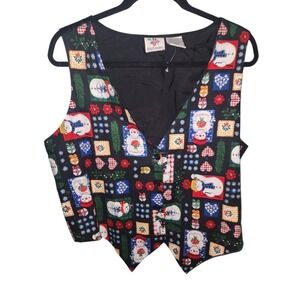 Vintage Nut Cracker Christmas Snowman‎ Vest Holiday Winter Sleeveless Top